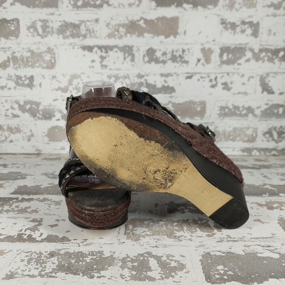 Calvin Klein Jeans Women's Brown Ankle Strap Wedge Sandals V290 - Picture 5 of 10